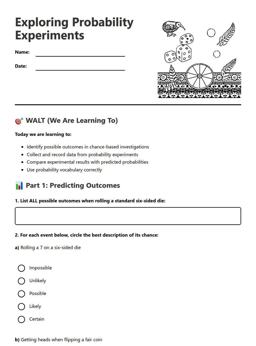 Exploring Probability Experiments