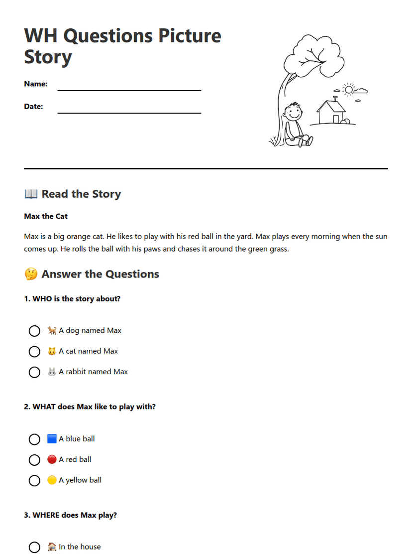 WH Questions Picture Story