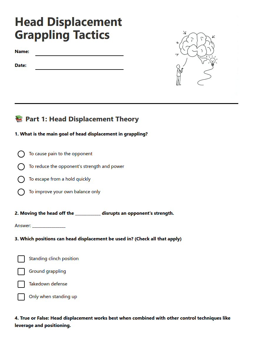 Head Displacement Grappling Tactics worksheet preview