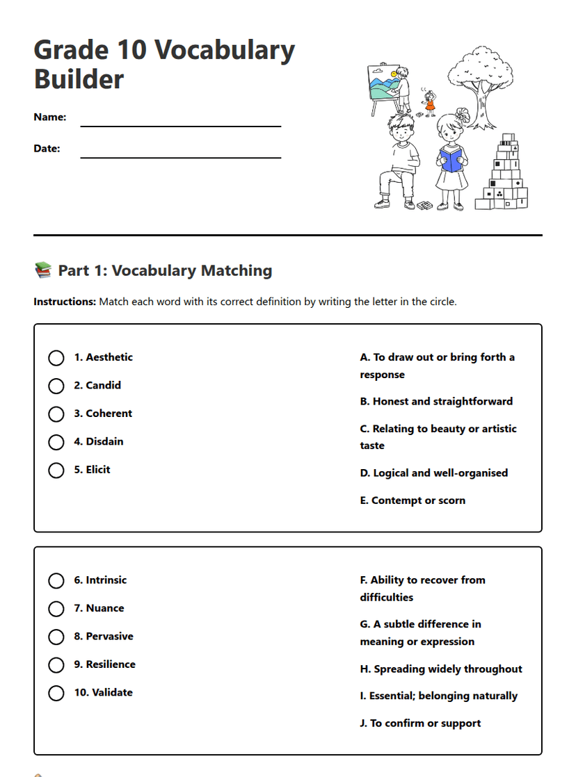 Grade 10 Vocabulary Builder