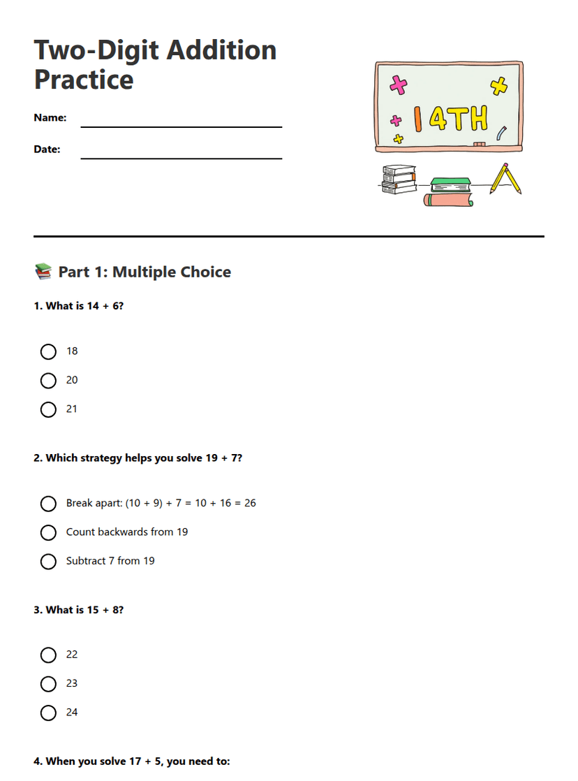 Two-Digit Addition Practice