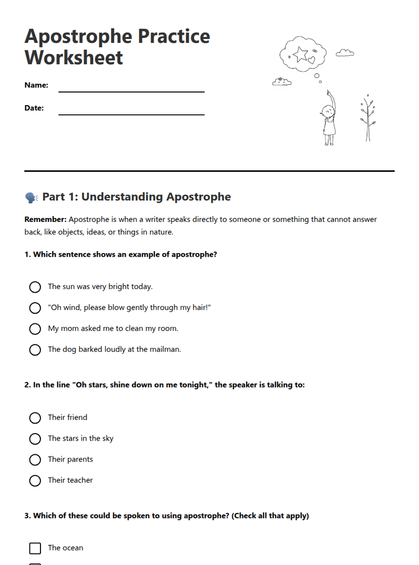 Apostrophe Practice Worksheet
