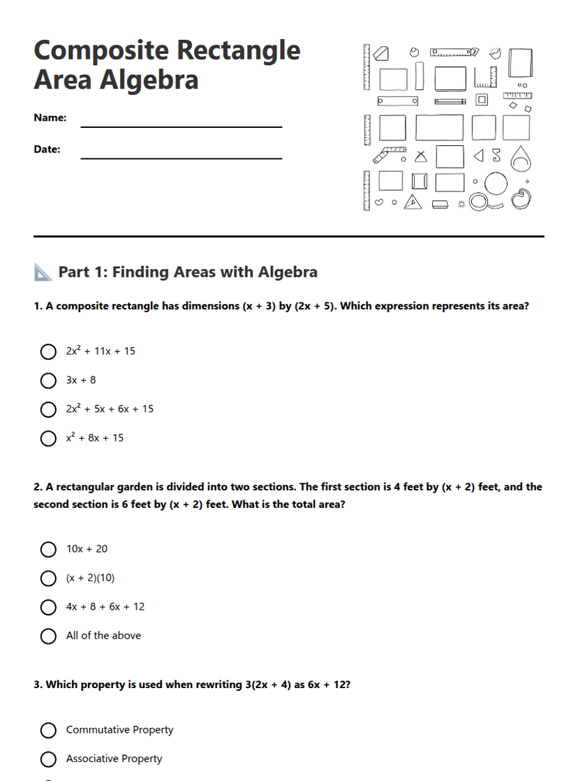 Composite Rectangle Area Algebra
