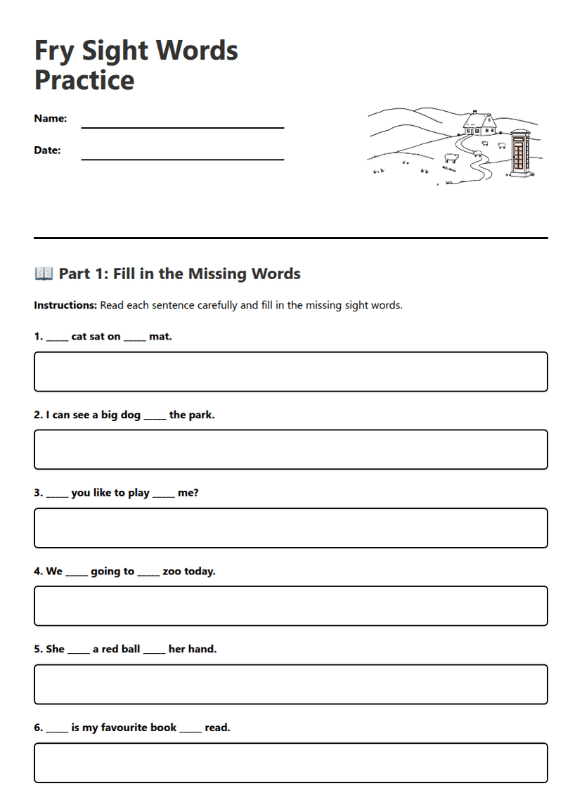 Fry Sight Words Practice