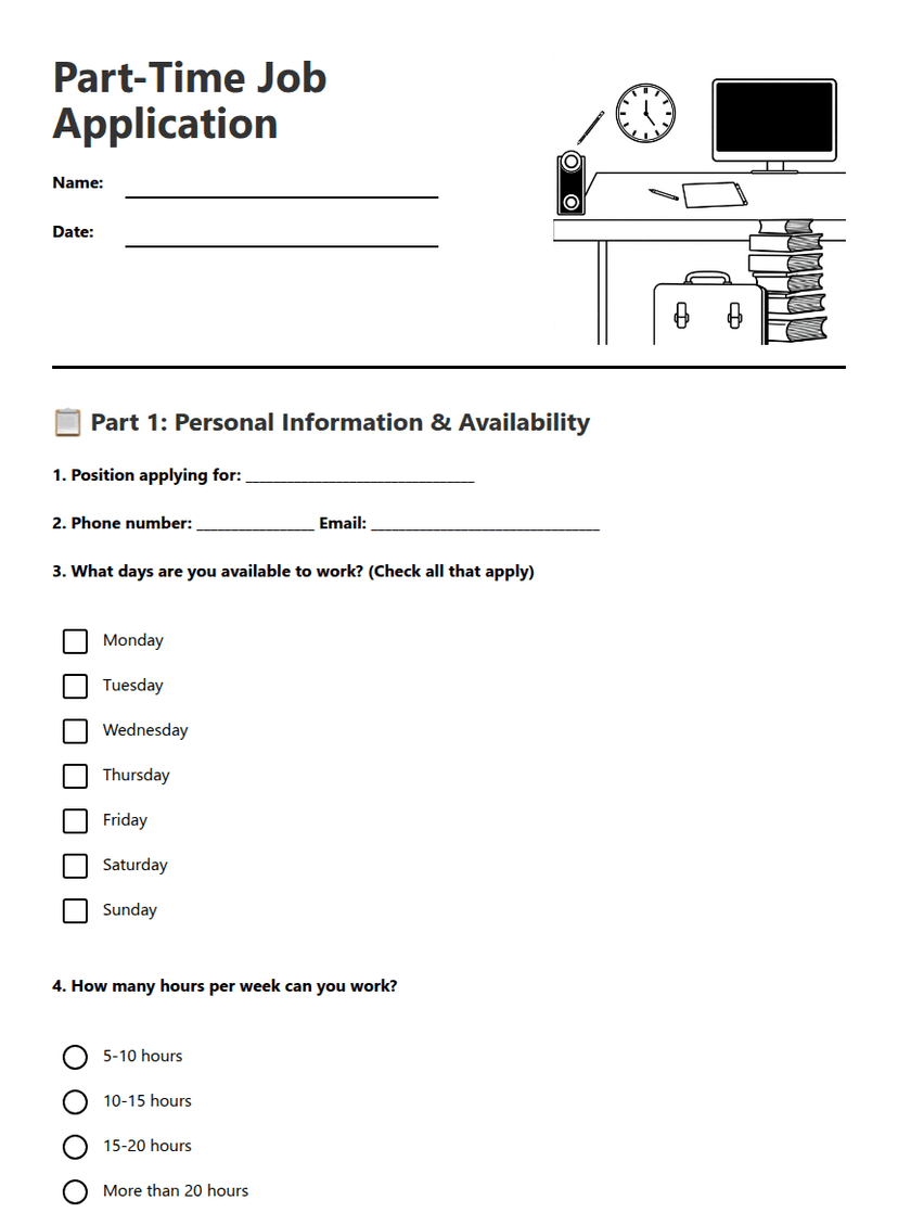 Part-Time Job Application