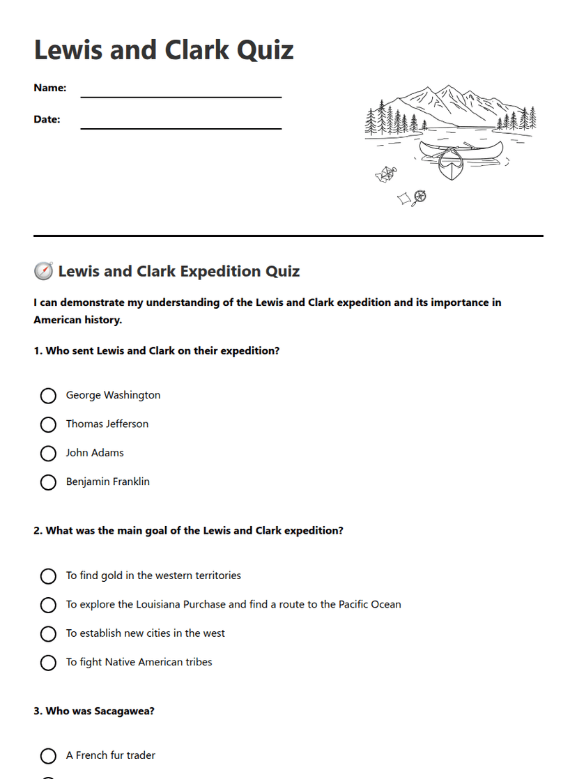 Lewis and Clark Quiz