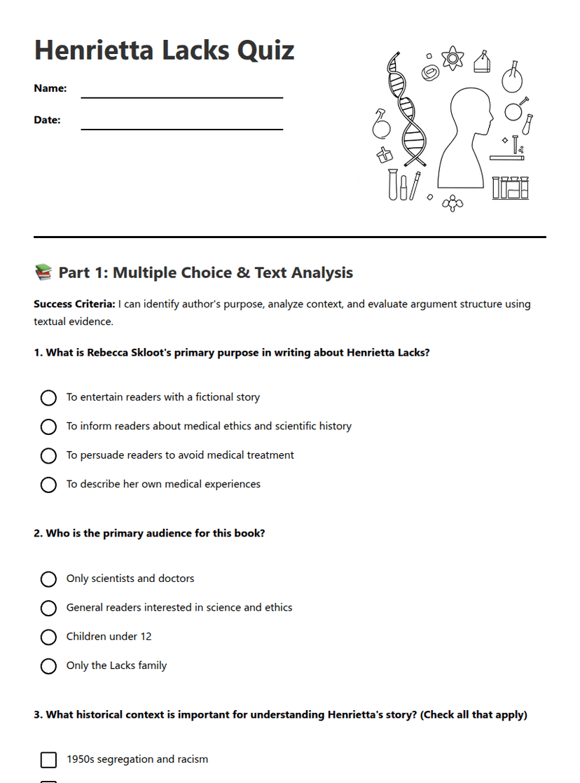 Henrietta Lacks Quiz