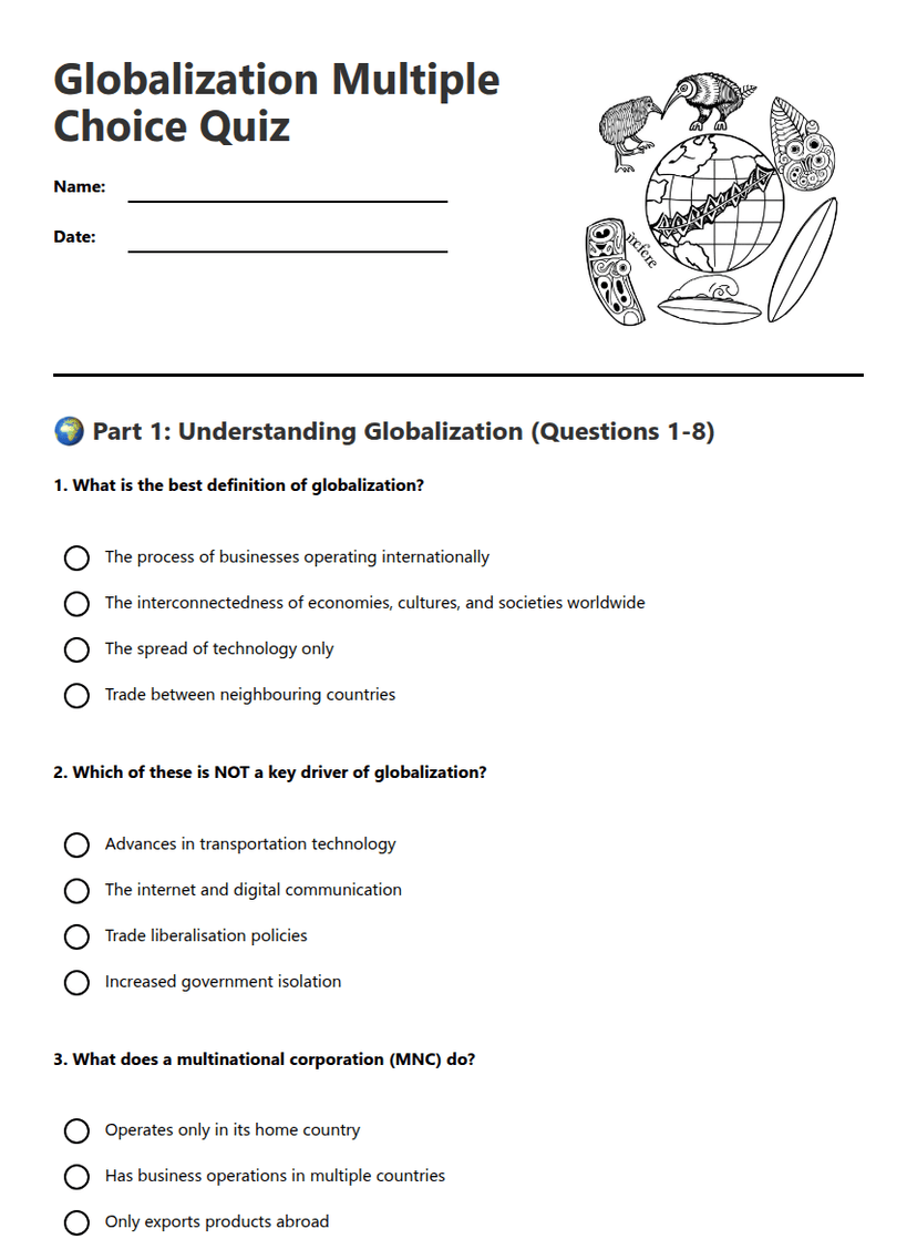 Globalization Multiple Choice Quiz