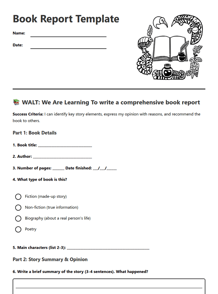 Book Report Template