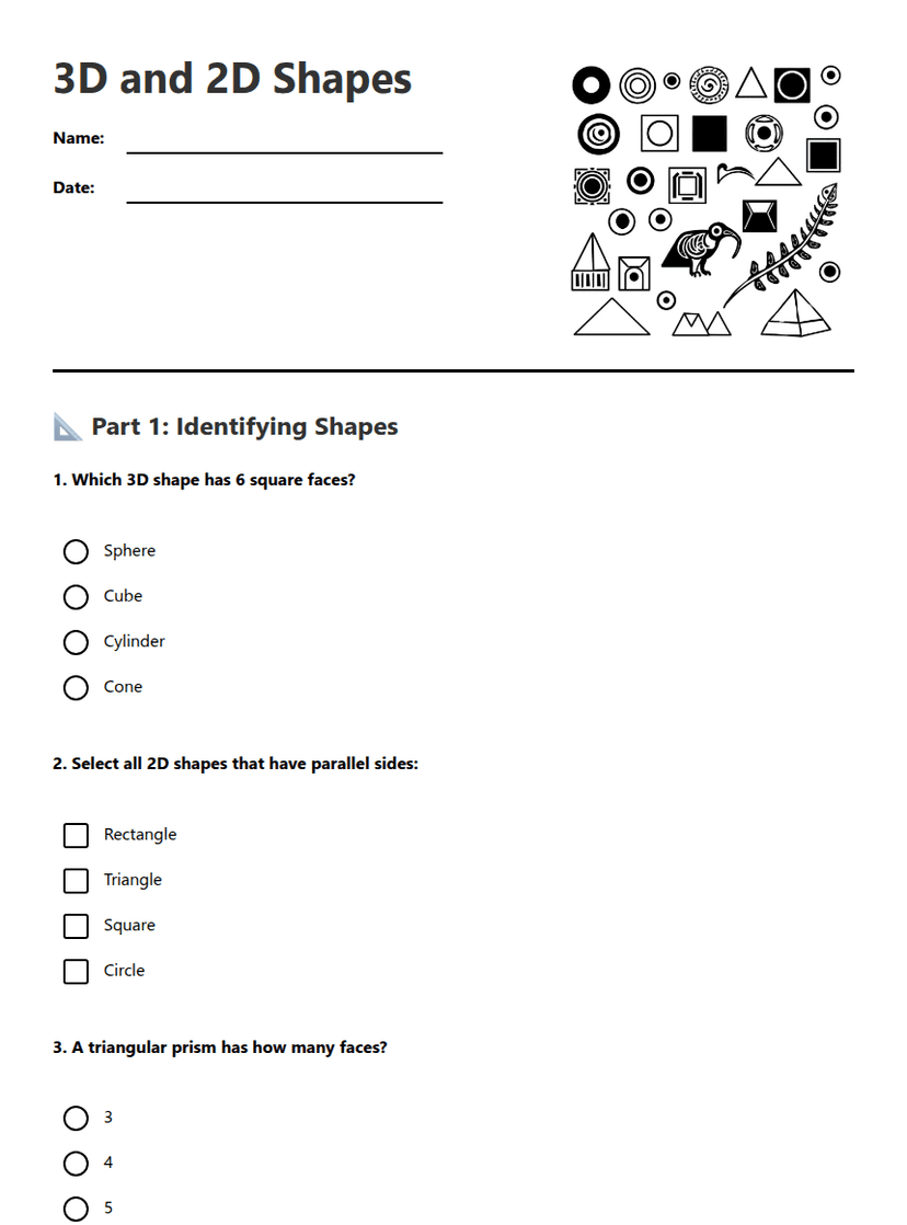 3D and 2D Shapes