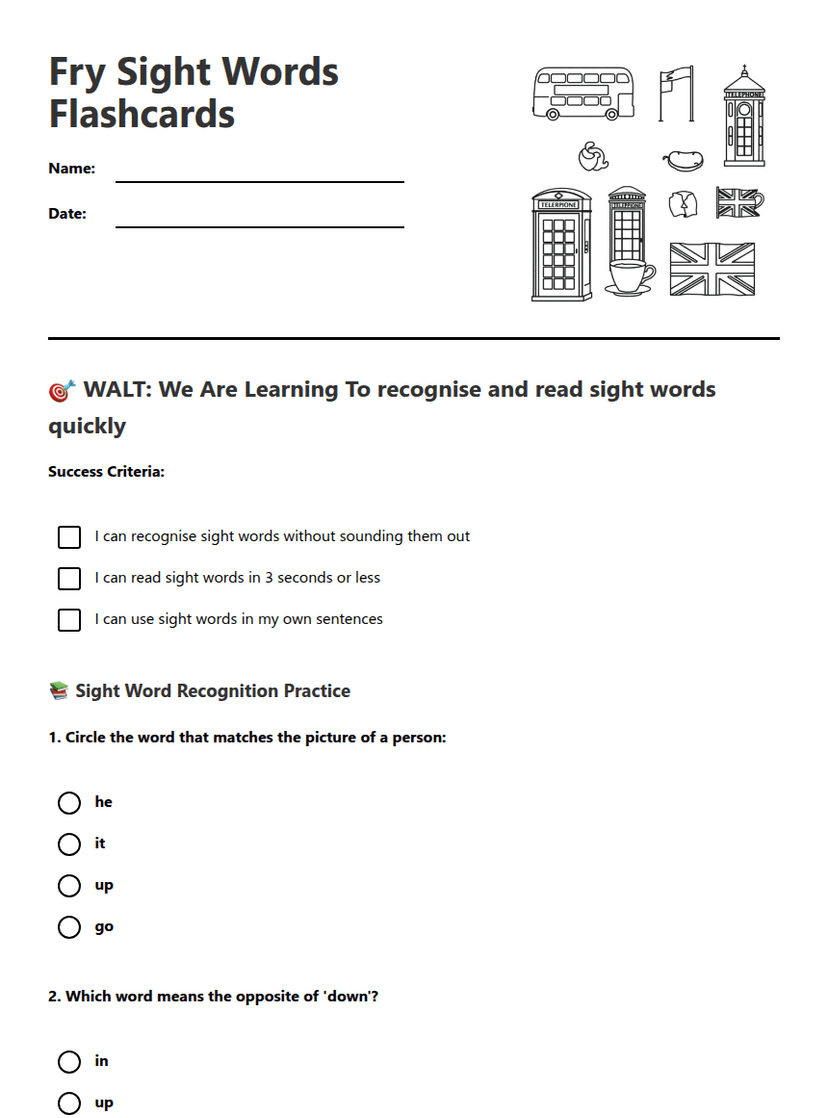 Fry Sight Words Flashcards