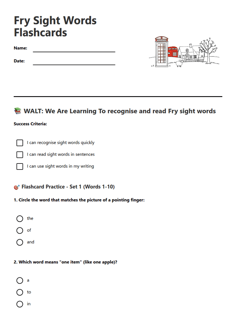 Fry Sight Words Flashcards