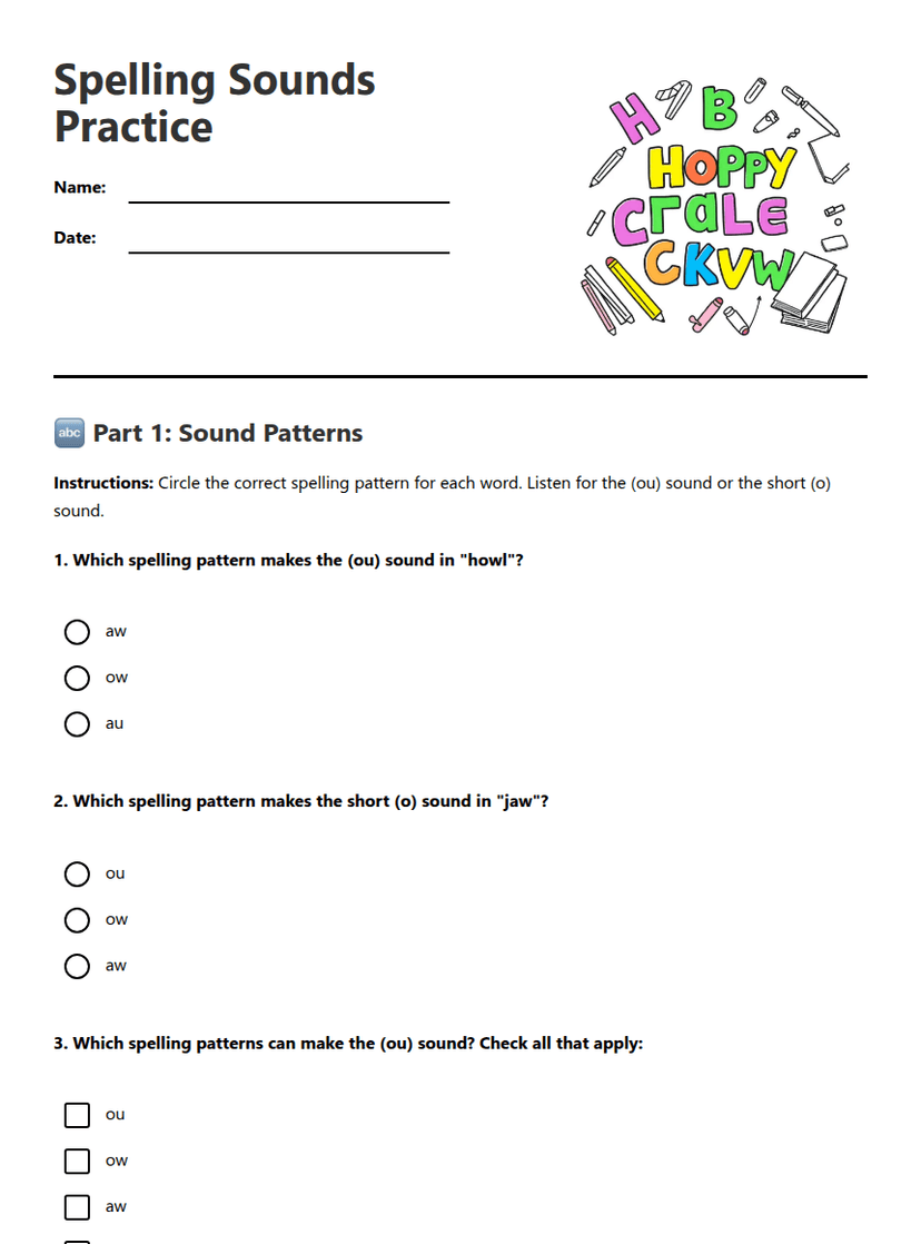 Spelling Sounds Practice