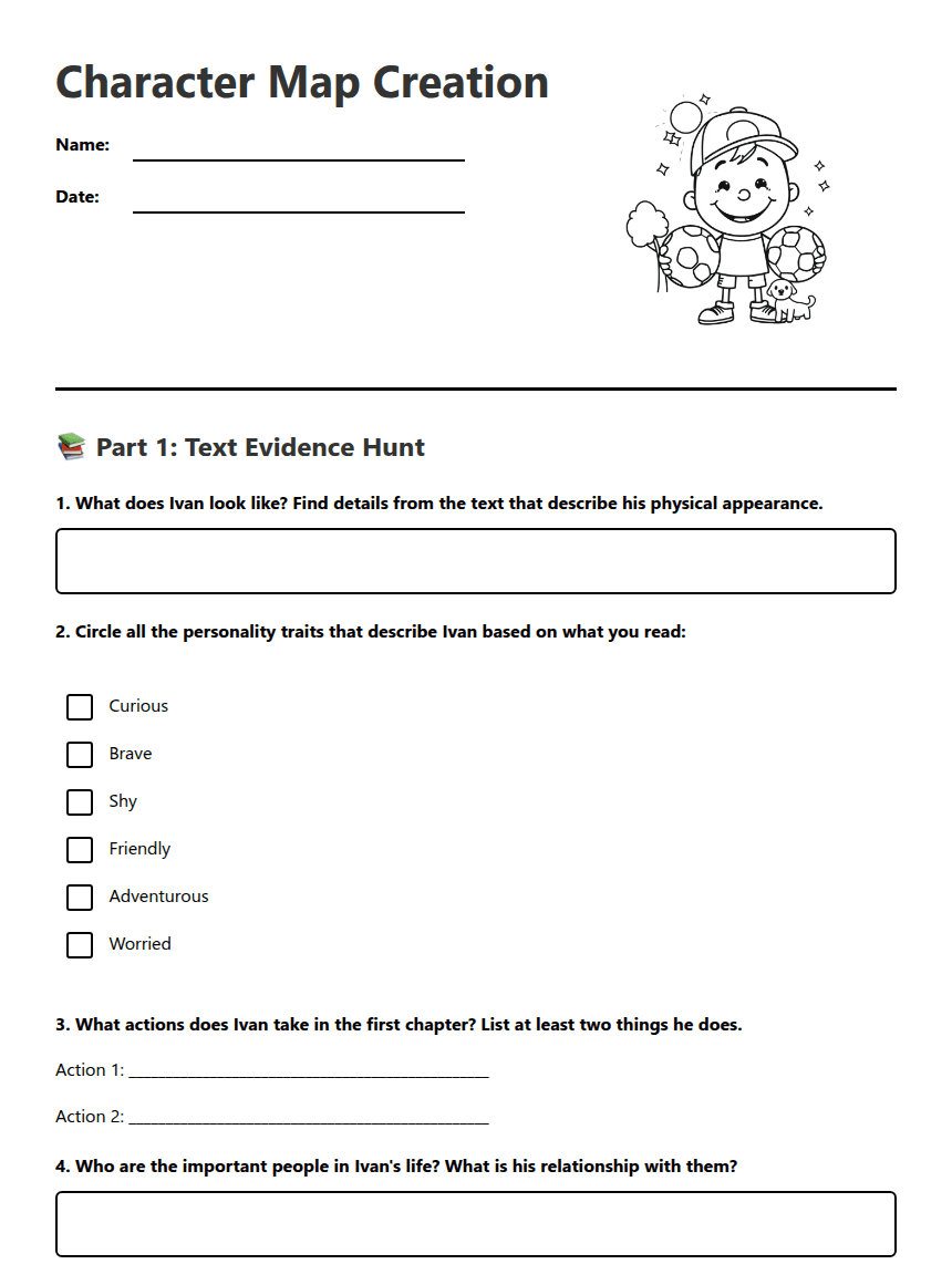 Character Map Creation worksheet preview