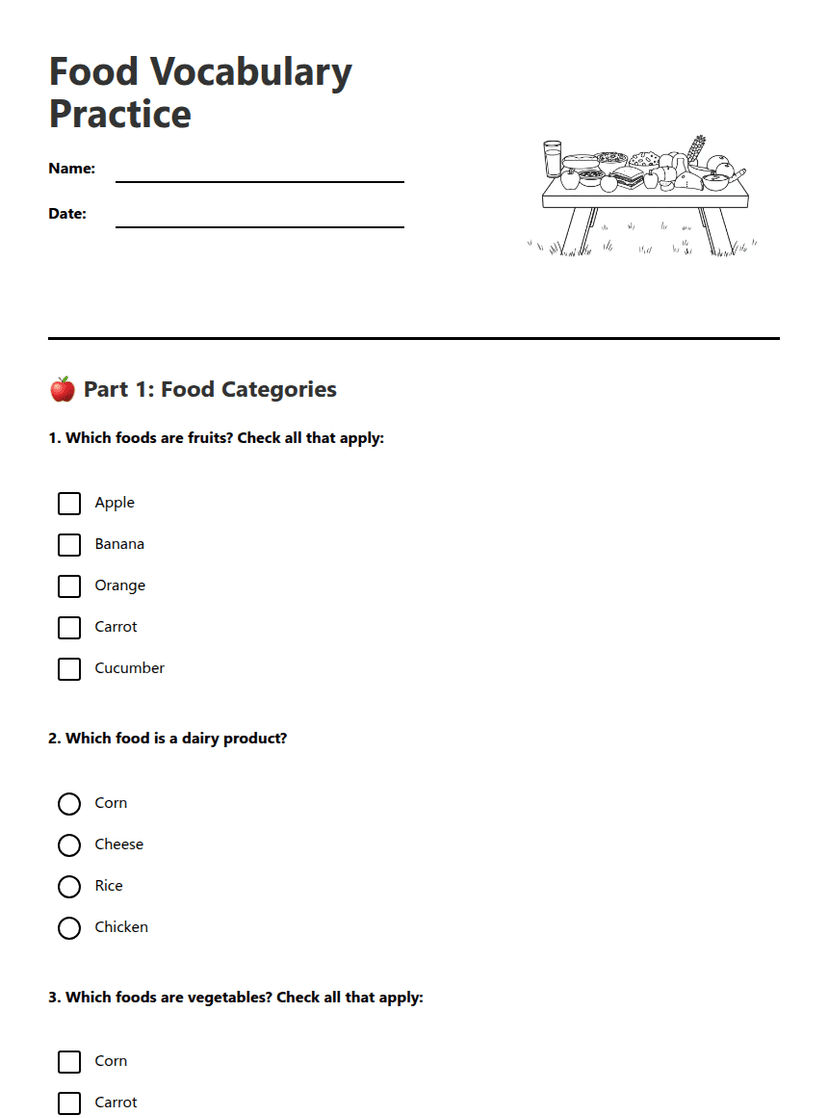 Food Vocabulary Practice