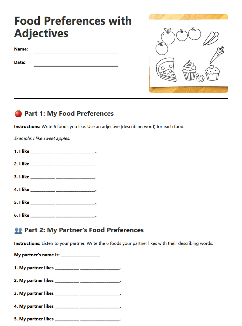 Food Preferences with Adjectives