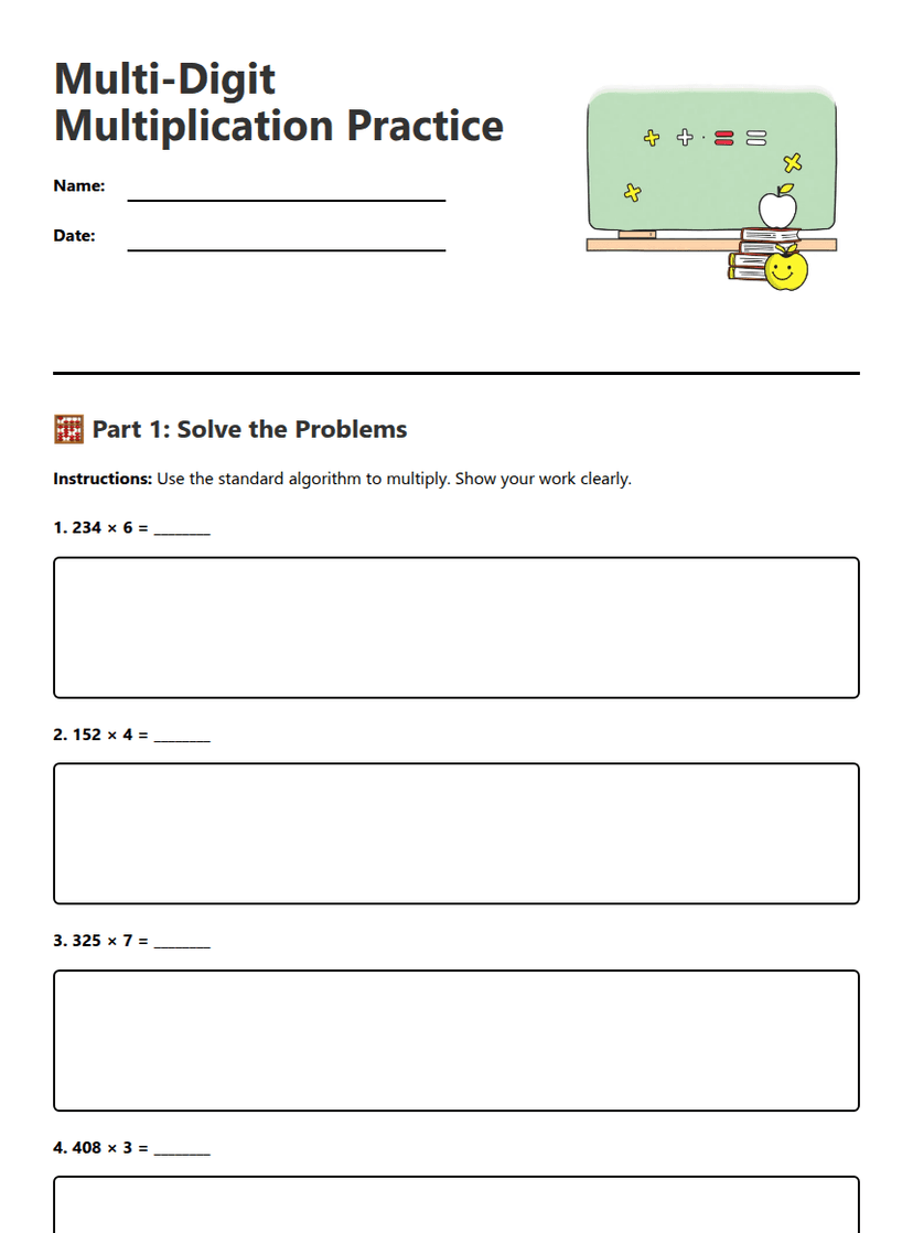 Multi-Digit Multiplication Practice