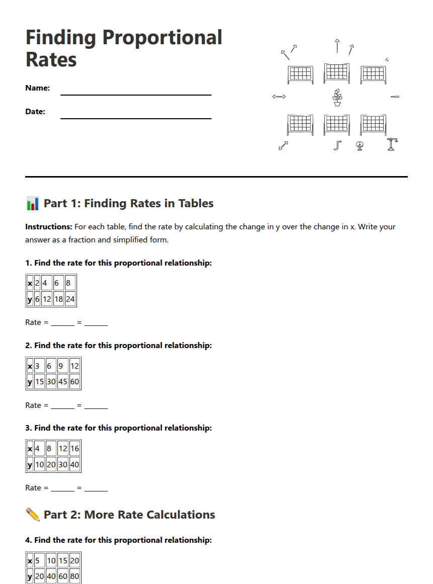 Finding Proportional Rates worksheet preview