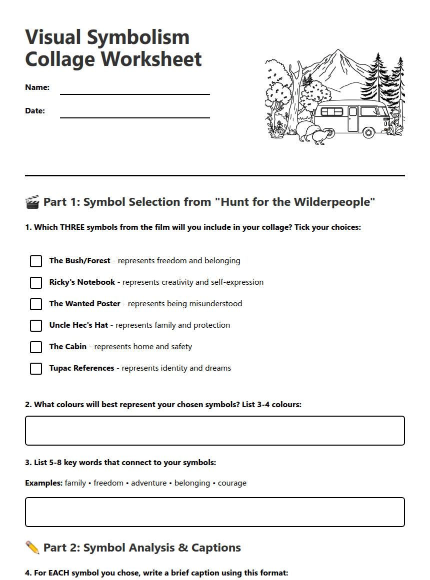 Visual Symbolism Collage Worksheet worksheet preview