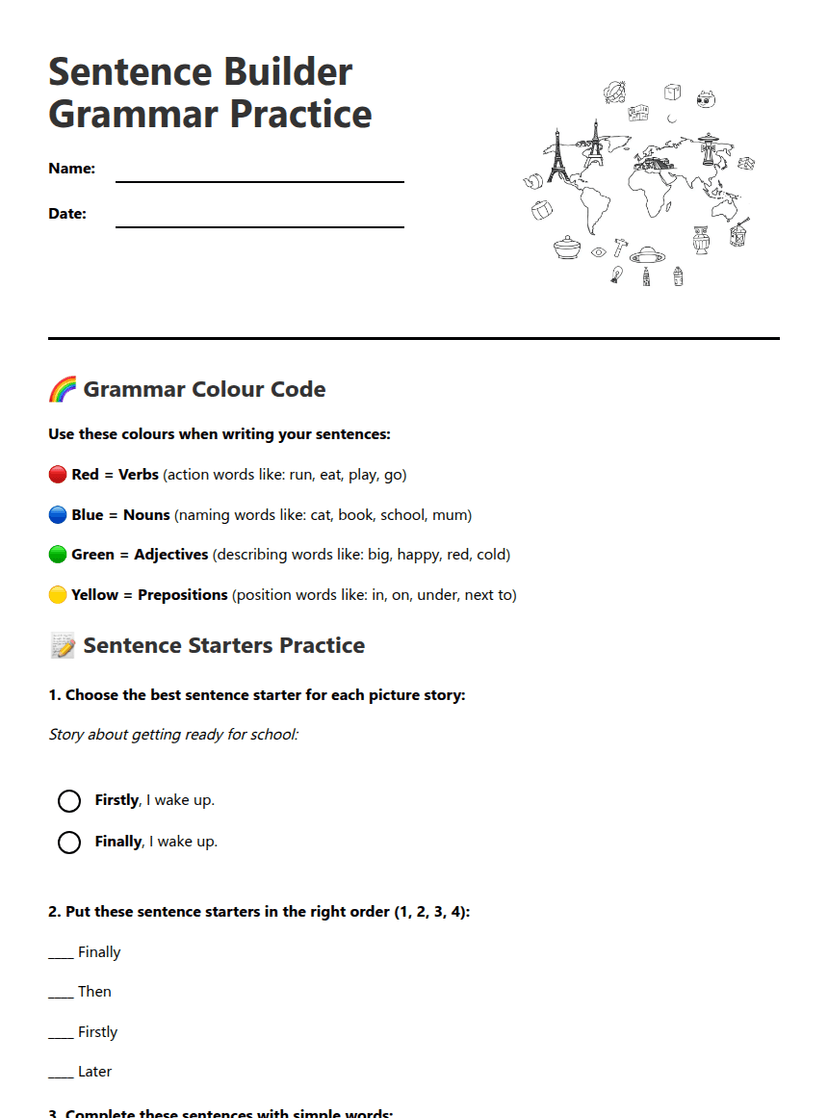 Sentence Builder Grammar Practice