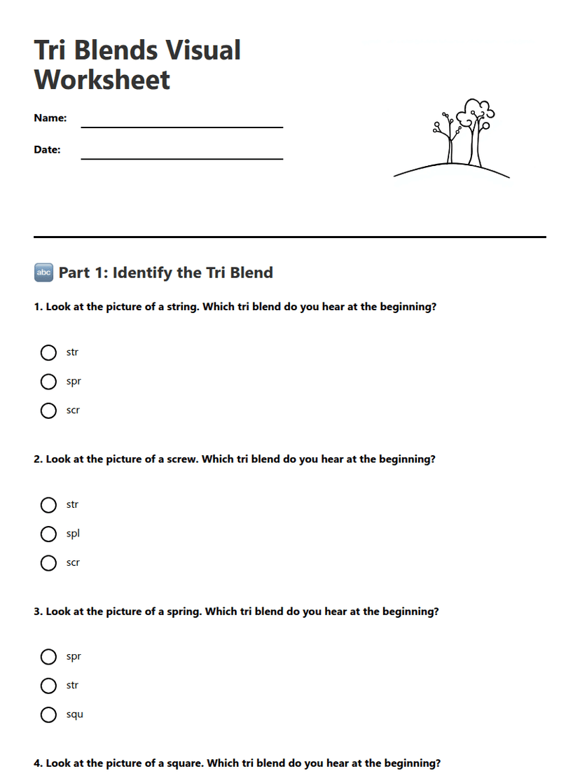 Tri Blends Visual Worksheet