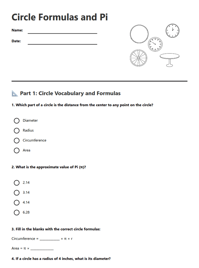 Circle Formulas and Pi