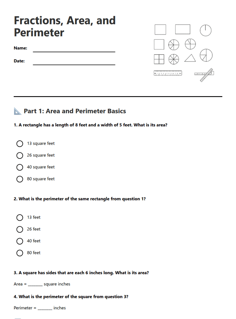 Fractions, Area, and Perimeter