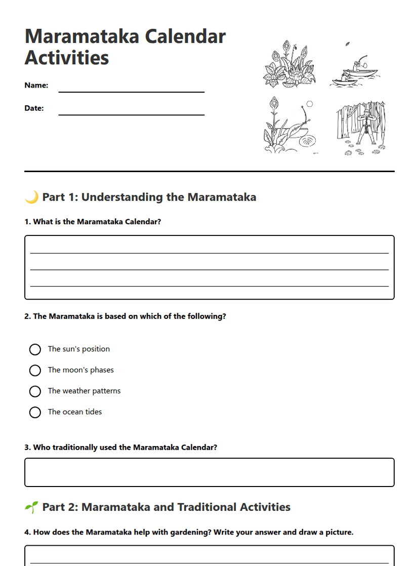 Maramataka Calendar Activities