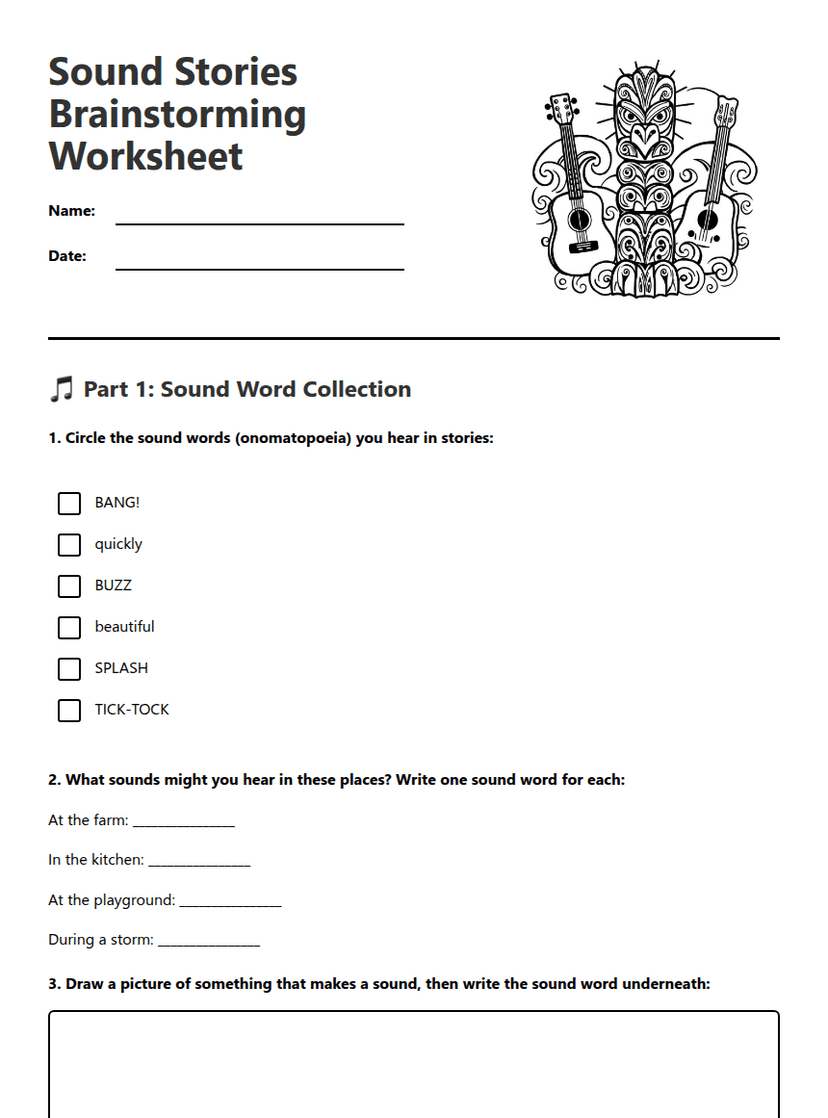 Sound Stories Brainstorming Worksheet