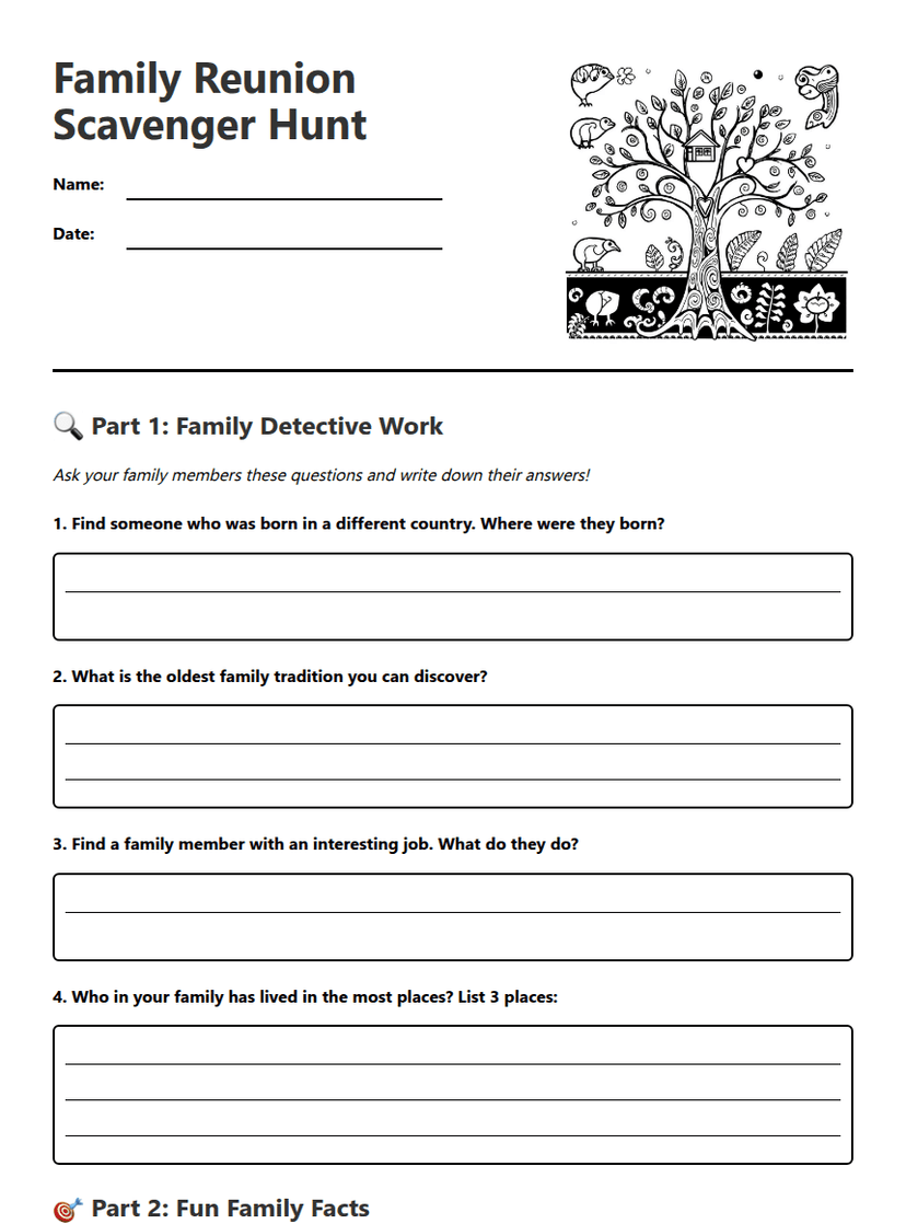 Family Reunion Scavenger Hunt