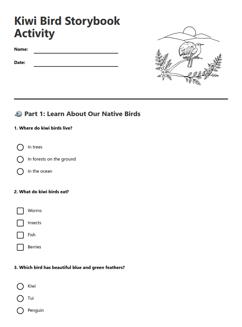 Kiwi Bird Storybook Activity