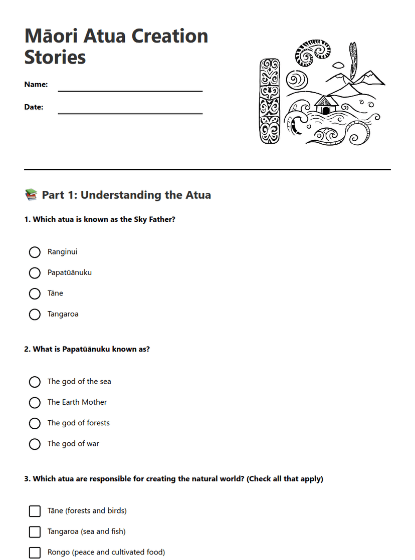 Māori Atua Creation Stories