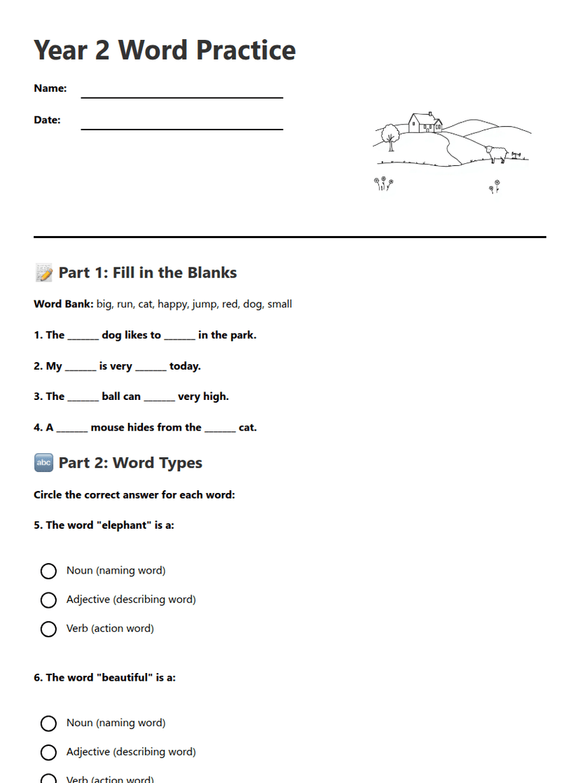Year 2 Word Practice