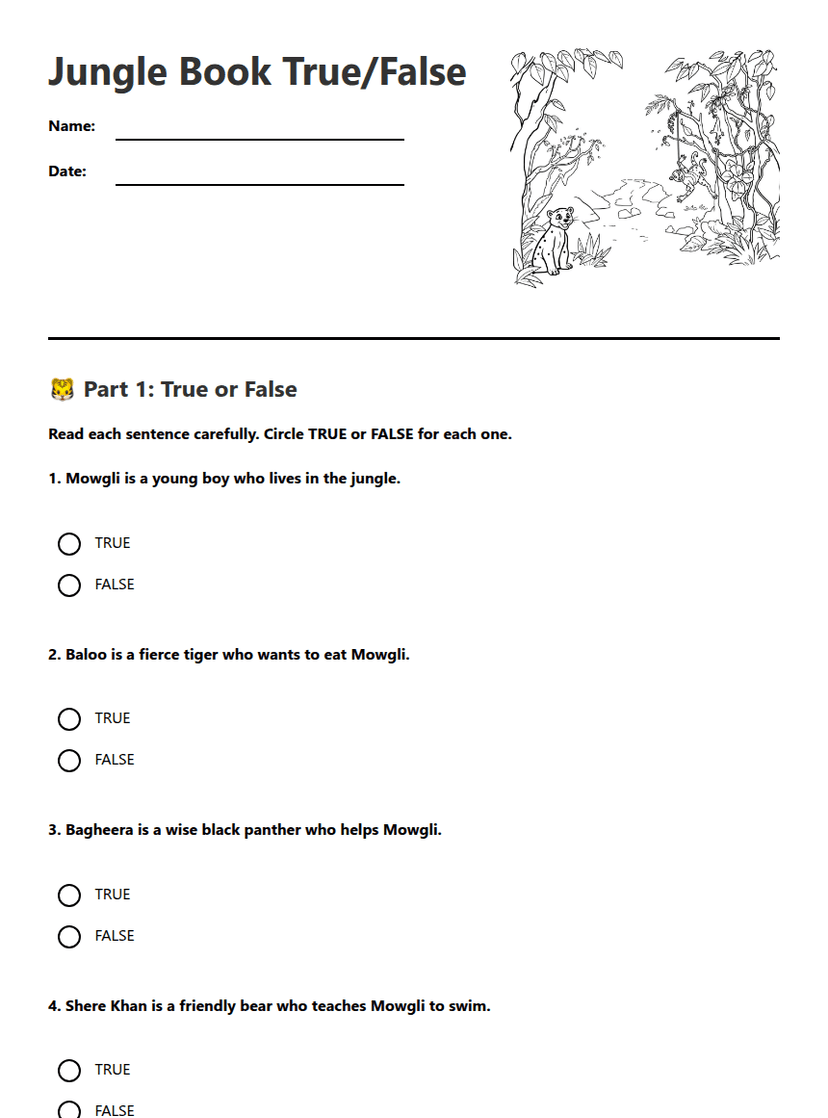Jungle Book True/False