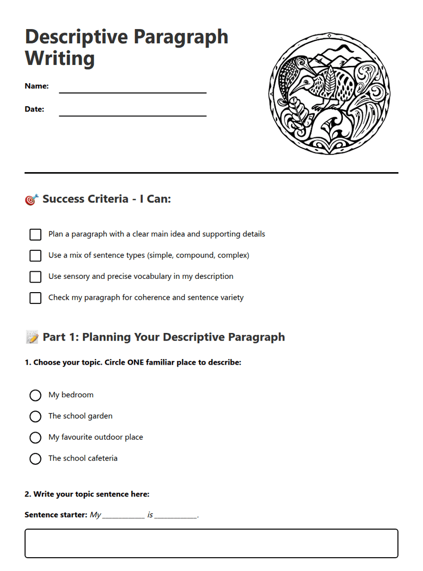 Descriptive Paragraph Writing
