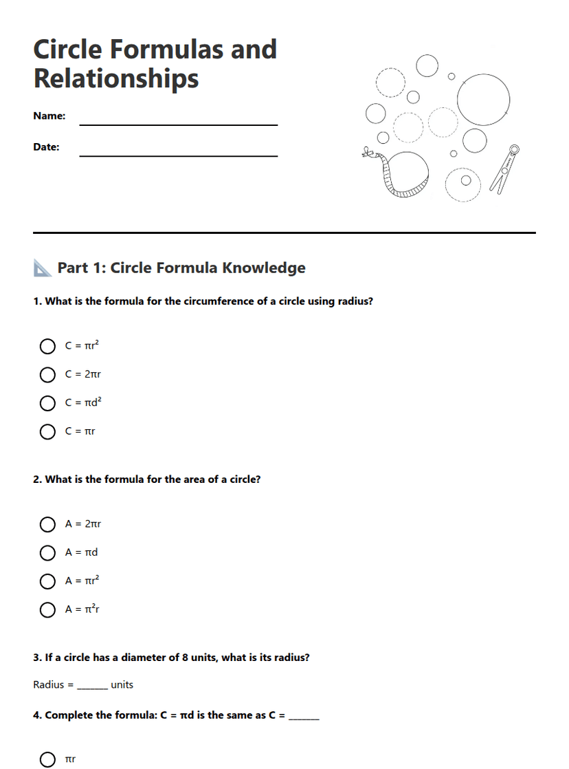 Circle Formulas and Relationships