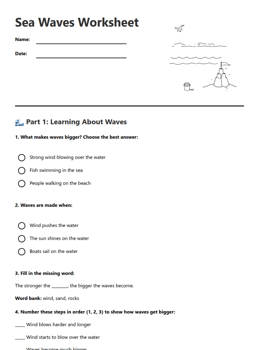 Sea Waves Worksheet