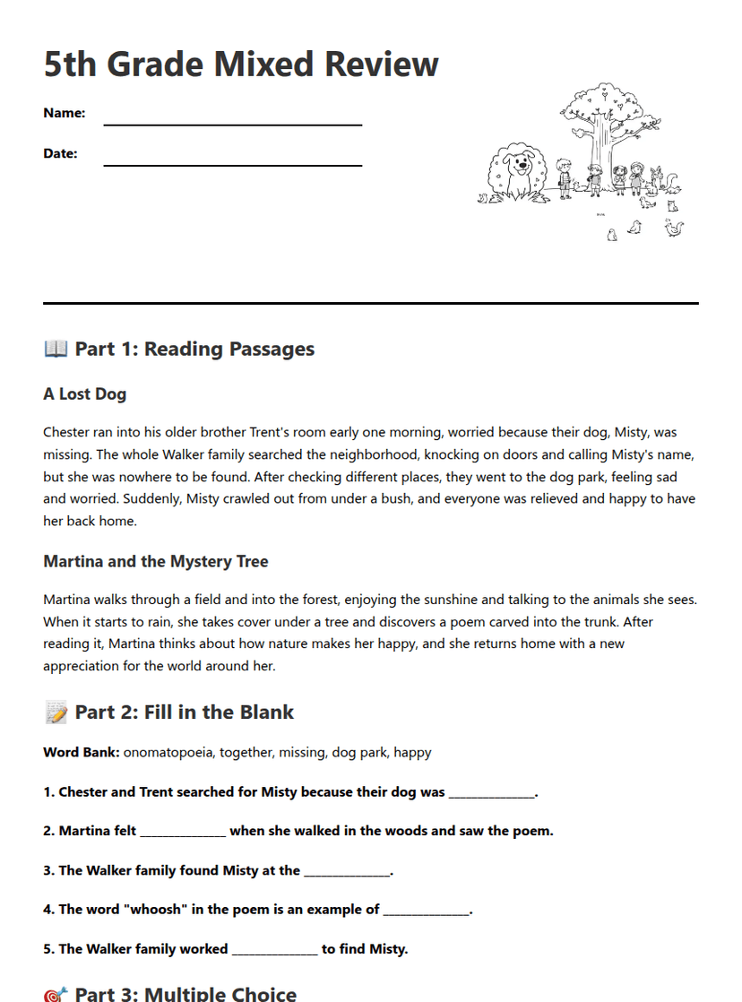 5th Grade Mixed Review