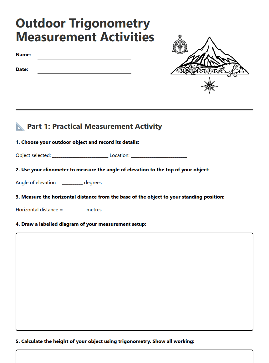 Outdoor Trigonometry Measurement Activities worksheet preview