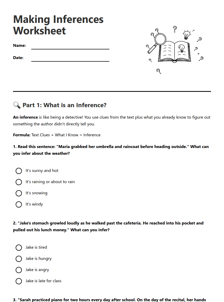 Making Inferences Worksheet worksheet preview