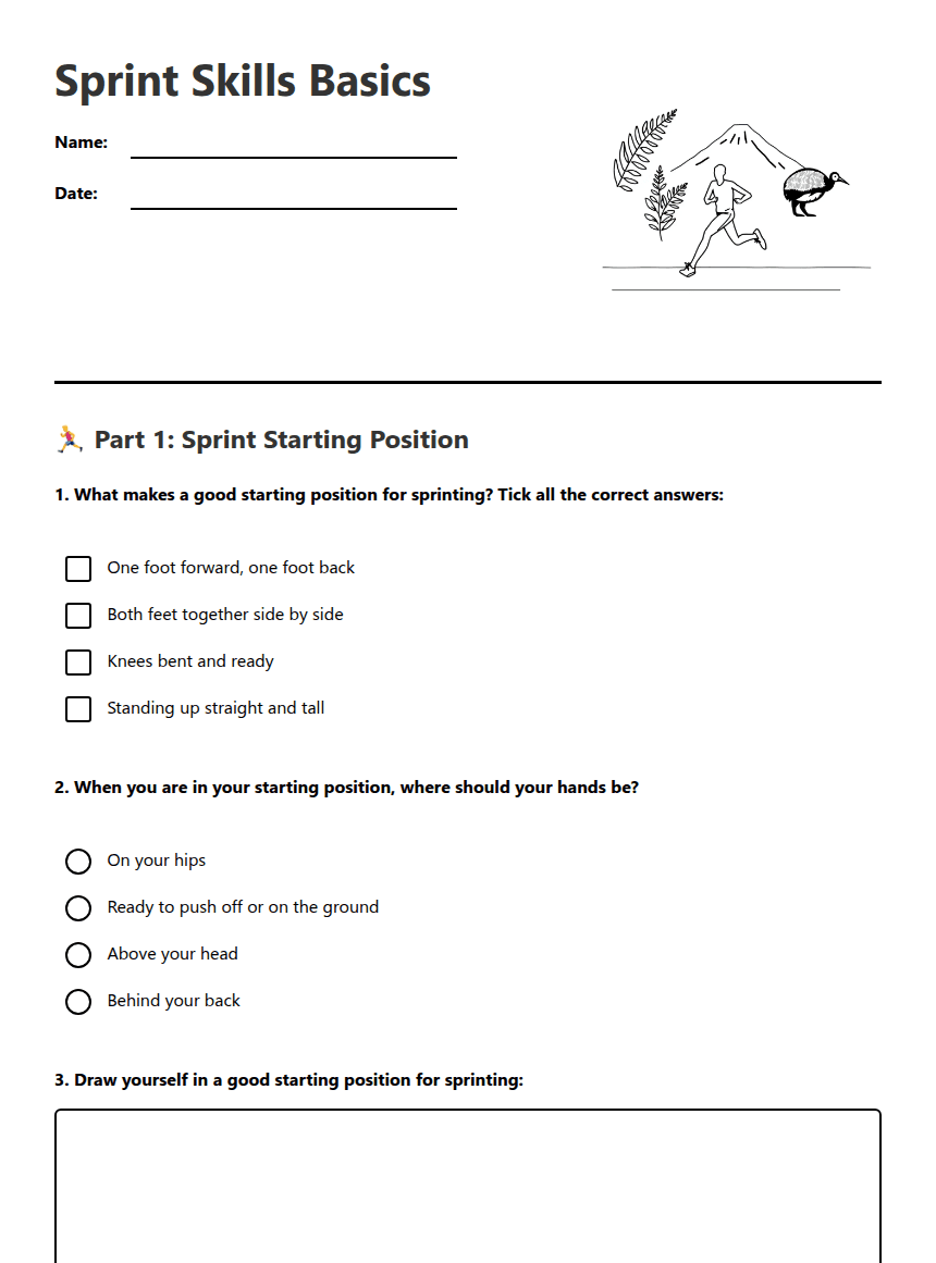 Sprint Skills Basics worksheet preview