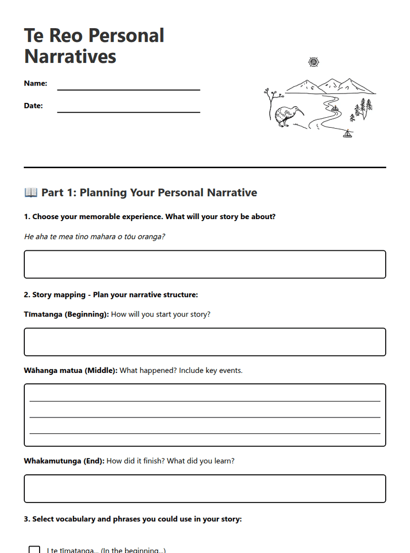 Te Reo Personal Narratives