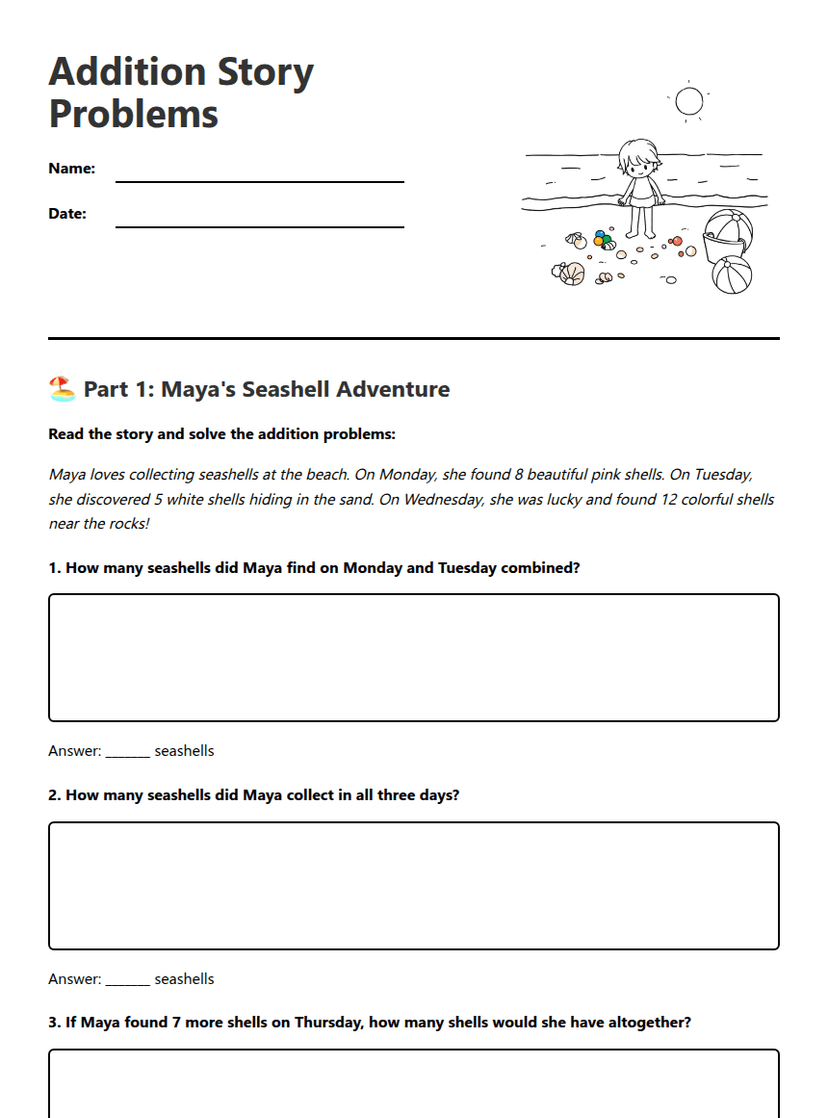 Addition Story Problems