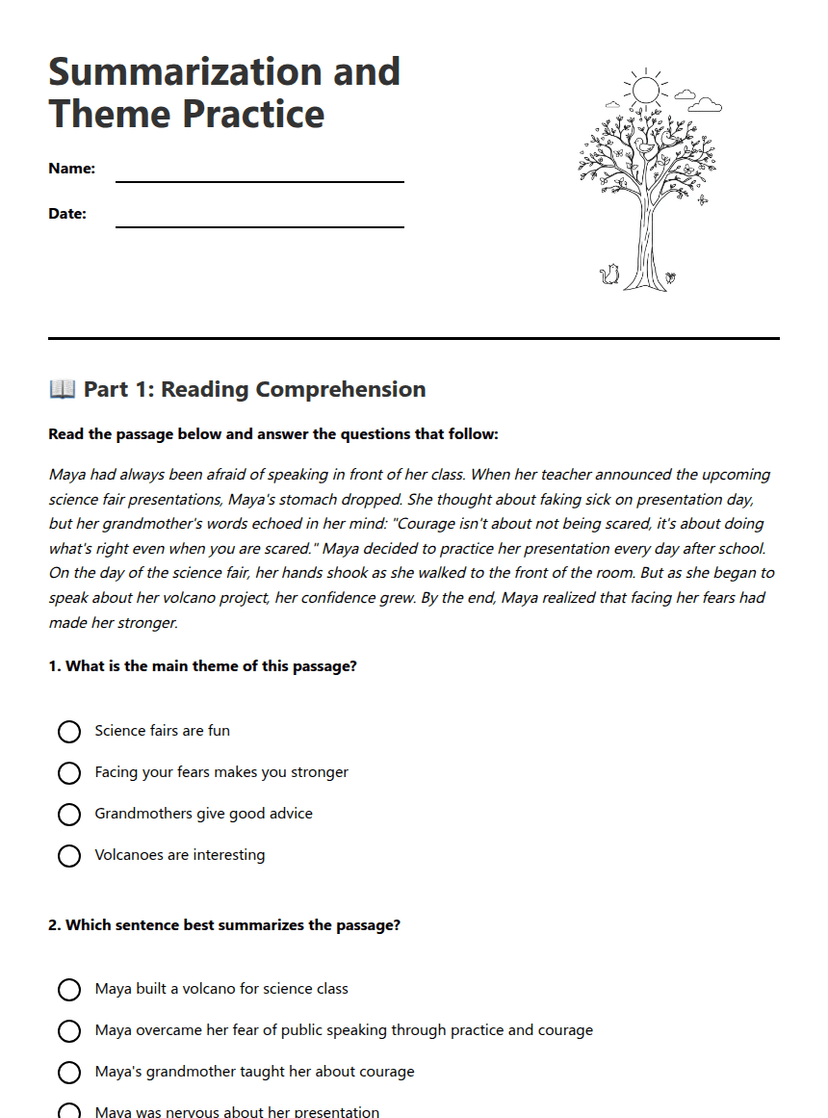 Summarization and Theme Practice