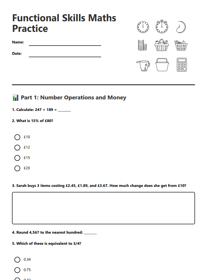 Functional Skills Maths Practice