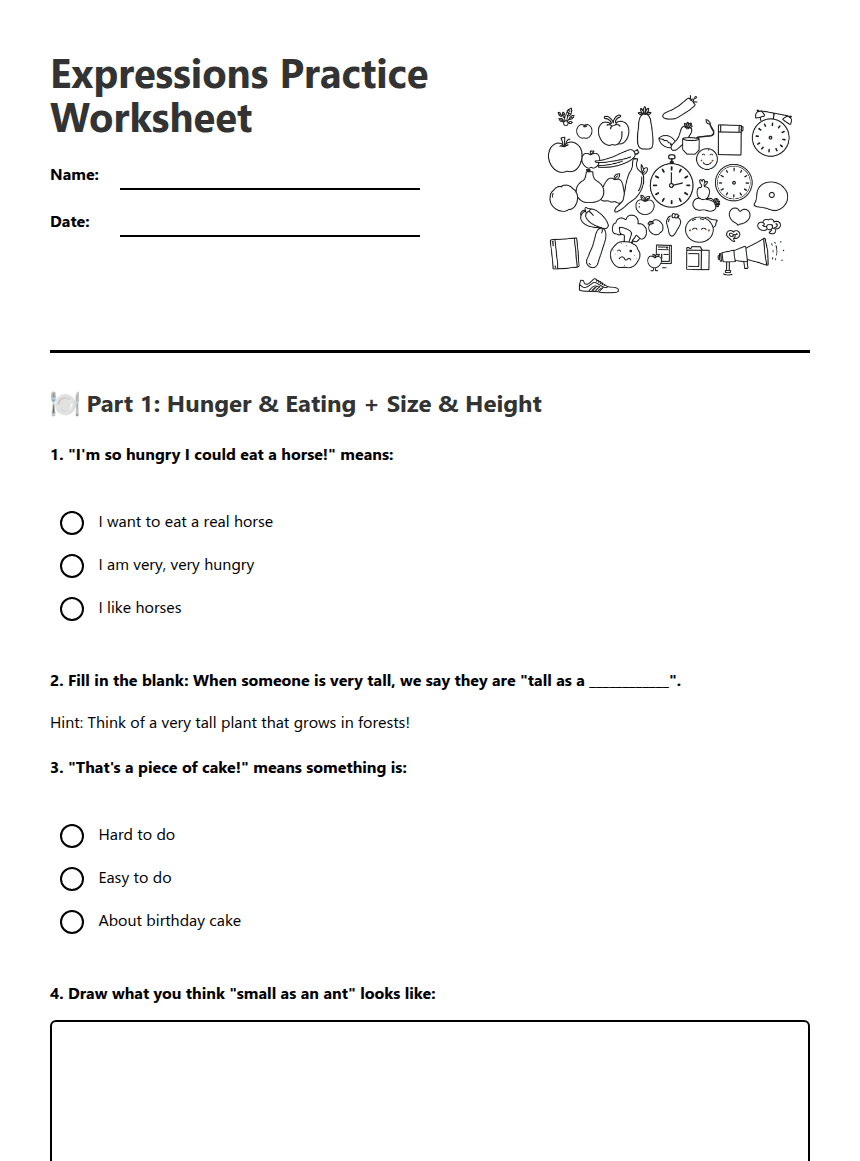 Expressions Practice Worksheet worksheet preview