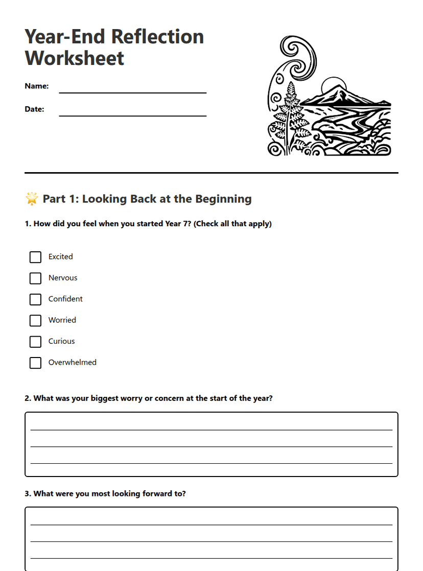 Year-End Reflection Worksheet