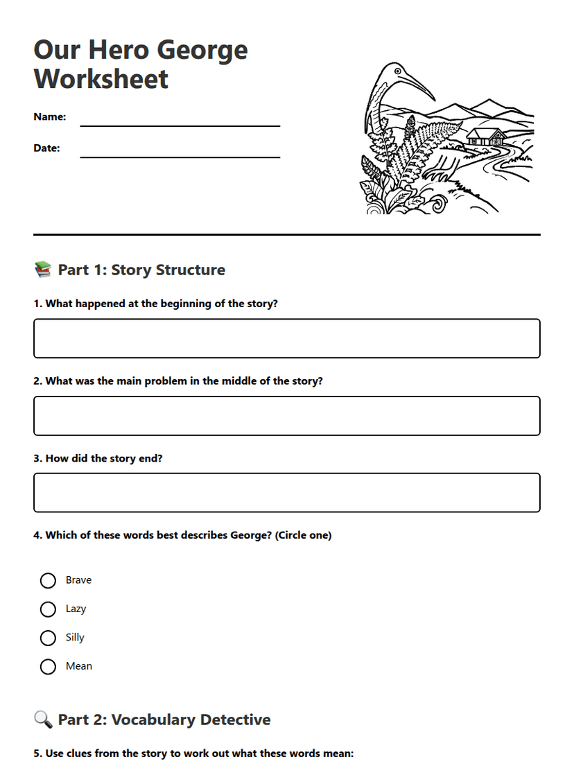 Our Hero George Worksheet