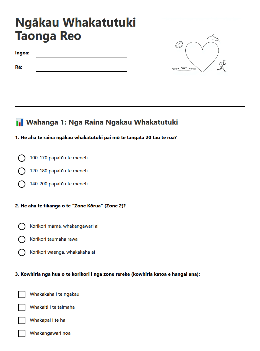 Ngākau Whakatutuki Taonga Reo worksheet preview