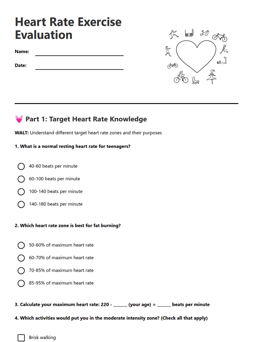 Heart Rate Exercise Evaluation
